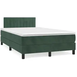 vidaXL Sommier à lattes de lit avec matelas LED vert foncé 120x190 cm pas cher