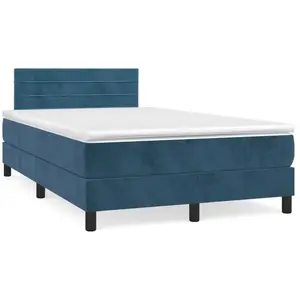 vidaXL Sommier à lattes de lit avec matelas LED bleu foncé 120x190 cm pas cher