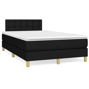 vidaXL Sommier à lattes de lit matelas et LED noir 120x190 cm tissu pas cher