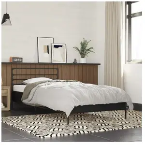 vidaXL Cadre de lit noir 90x190 cm bois d'ingénierie et métal pas cher