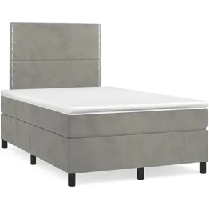 vidaXL Sommier à lattes de lit avec matelas LED gris clair 120x190 cm pas cher