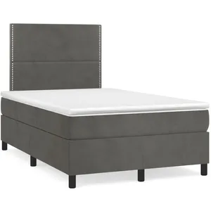 vidaXL Sommier à lattes de lit avec matelas LED gris foncé 120x190 cm pas cher