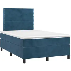 vidaXL Sommier à lattes de lit avec matelas LED bleu foncé 120x190 cm pas cher