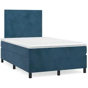 vidaXL Sommier à lattes de lit avec matelas LED bleu foncé 120x190 cm pas cher
