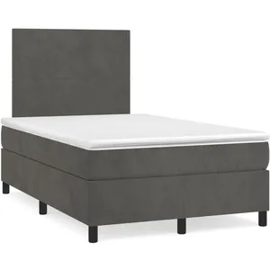 vidaXL Sommier à lattes de lit avec matelas LED gris foncé 120x190 cm pas cher