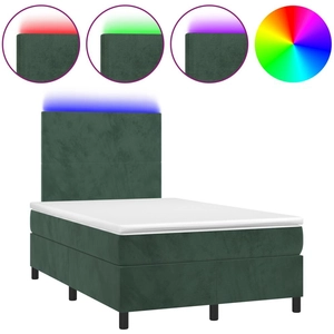 vidaXL Sommier à lattes de lit avec matelas LED vert foncé 120x190 cm pas cher
