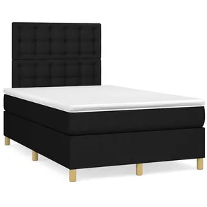 vidaXL Sommier à lattes de lit matelas et LED noir 120x190 cm tissu pas cher