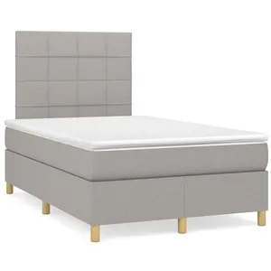vidaXL Sommier à lattes de lit matelas LED gris clair 120x190 cm tissu pas cher