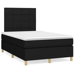 vidaXL Sommier à lattes de lit matelas et LED noir 120x190 cm tissu pas cher