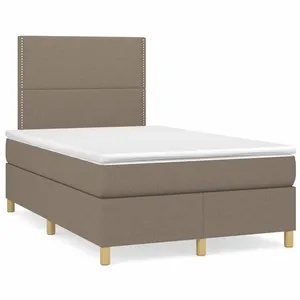 vidaXL Sommier à lattes de lit matelas et LED taupe 120x190 cm tissu pas cher