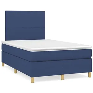 vidaXL Sommier à lattes de lit matelas et LED bleu 120x190 cm tissu pas cher