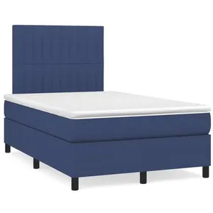 vidaXL Sommier à lattes de lit matelas et LED bleu 120x190 cm tissu pas cher