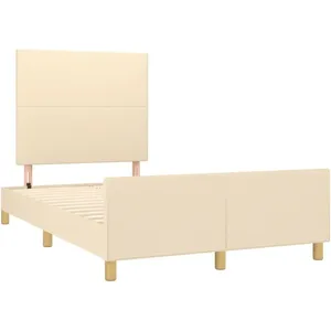vidaXL Cadre de lit avec tête de lit crème 120x190 cm tissu