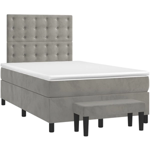 vidaXL Sommier à lattes de lit et matelas gris clair 120x190cm velours pas cher
