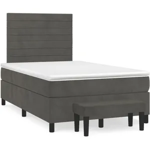 Comparateur de prix : vidaXL Sommier à lattes de lit et matelas gris foncé 120x190cm velours