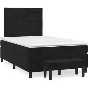 vidaXL Sommier à lattes de lit avec matelas noir 120x190 cm velours pas cher