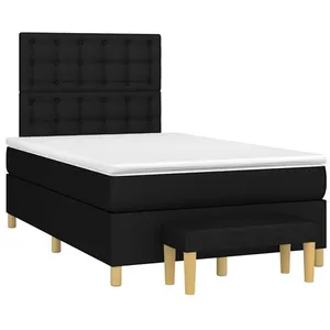vidaXL Sommier à lattes de lit avec matelas noir 120x190 cm tissu pas cher