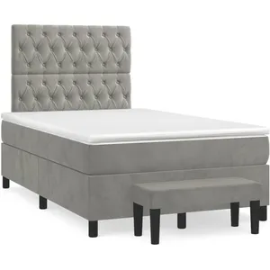vidaXL Sommier à lattes de lit et matelas gris clair 120x190cm velours pas cher