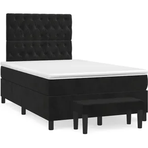 vidaXL Sommier à lattes de lit avec matelas noir 120x190 cm velours pas cher