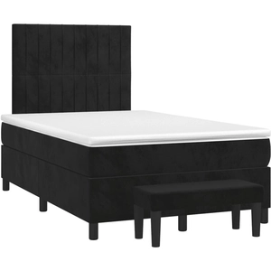 vidaXL Sommier à lattes de lit avec matelas noir 120x190 cm velours pas cher