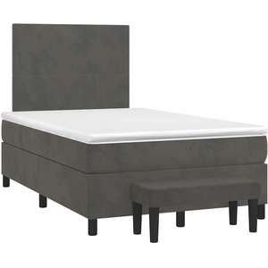 vidaXL Sommier à lattes de lit et matelas gris foncé 120x190cm velours pas cher