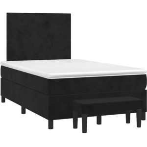 vidaXL Sommier à lattes de lit avec matelas noir 120x190 cm velours pas cher