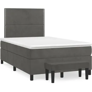 vidaXL Sommier à lattes de lit et matelas gris foncé 120x190cm velours pas cher