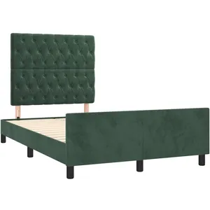 vidaXL Cadre de lit avec tête de lit vert foncé 120x190 cm velours pas cher