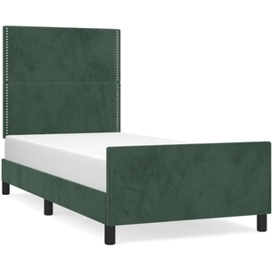 vidaXL Cadre de lit avec tête de lit vert foncé 120x190 cm velours pas cher