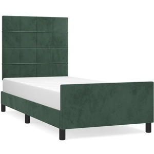 vidaXL Cadre de lit avec tête de lit vert foncé 120x190 cm velours pas cher