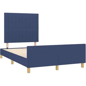 vidaXL Cadre de lit avec tête de lit bleu 120x190 cm tissu pas cher