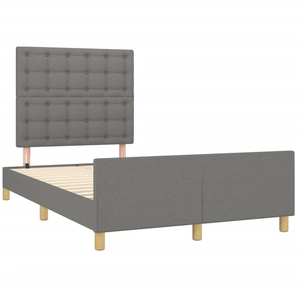 vidaXL Cadre de lit avec tête de lit gris foncé 120x190 cm tissu pas cher