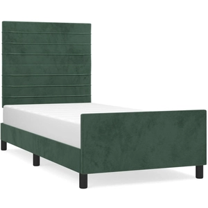 vidaXL Cadre de lit avec tête de lit vert foncé 120x190 cm velours pas cher