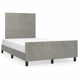 vidaXL Cadre de lit avec tête de lit gris clair 120x190 cm velours pas cher