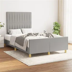 vidaXL Cadre de lit avec tête de lit gris clair 120x190 cm tissu pas cher