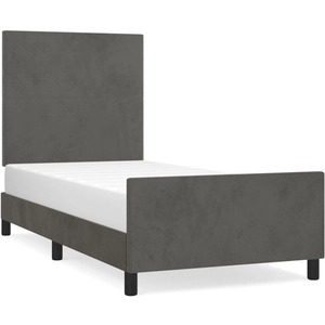 vidaXL Cadre de lit avec tête de lit gris foncé 120x190 cm velours pas cher