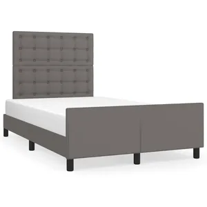 vidaXL Cadre de lit avec tête de lit gris 120x190 cm similicuir pas cher