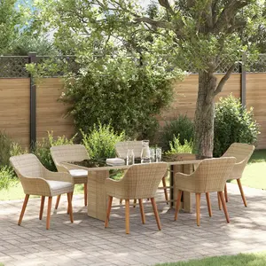 Comparateur de prix : vidaXL Vidaxl Ensemble De Salle À Manger 7 Pièces Beige Poly Rattan