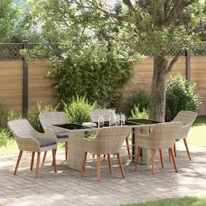 vidaXL Ensemble de repas extérieur 7 pcs Gris clair 190 x 80 x 74 cm pas cher