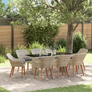 vidaXL Ensemble de salle à manger 9 pcs Gris clair 190 x 80 x 74 cm pas cher