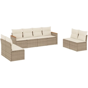 vidaXL Salon de jardin avec coussins 8 pcs beige résine tressée pas cher