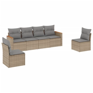 vidaXL Salon de jardin avec coussins 7 pcs beige résine tressée pas cher