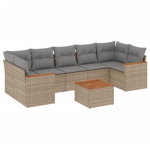vidaXL Salon de jardin avec coussins 8 pcs beige résine tressée pas cher