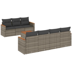 vidaXL Salon de jardin 8 pcs avec coussins gris résine tressée pas cher
