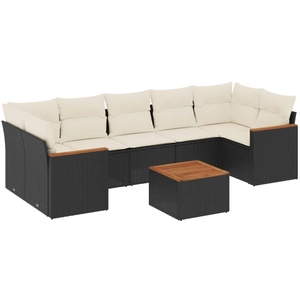 vidaXL Salon de jardin 8 pcs avec coussins noir résine tressée pas cher