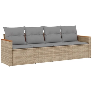 vidaXL Salon de jardin avec coussins 5 pcs beige résine tressée pas cher