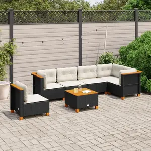 Comparateur de prix : vidaXL Salon de jardin 7 pcs avec coussins noir résine tressée