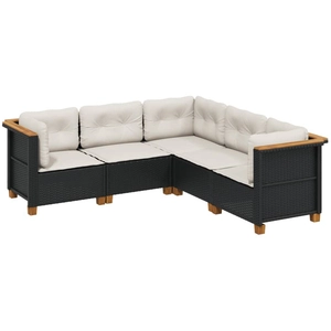 Comparateur de prix : vidaXL Salon de jardin 5 pcs avec coussins noir résine tressée