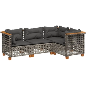 vidaXL Salon de jardin 5 pcs avec coussins gris résine tressée pas cher