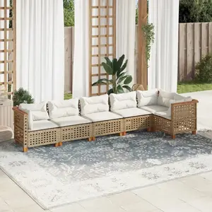 vidaXL Salon de jardin avec coussins 6 pcs beige résine tressée pas cher